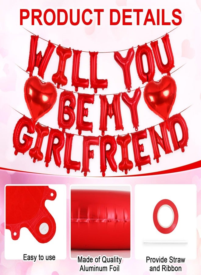YOTHORN 16 Inch Red 'WILL YOU BE MY GIRLFRIEND' Balloons, Foil Proposal Confession Balloons, Valentines Day Balloon, Love Balloon Banner for Wedding Engagement Galentines Day Bridal Shower Decor - Image 5